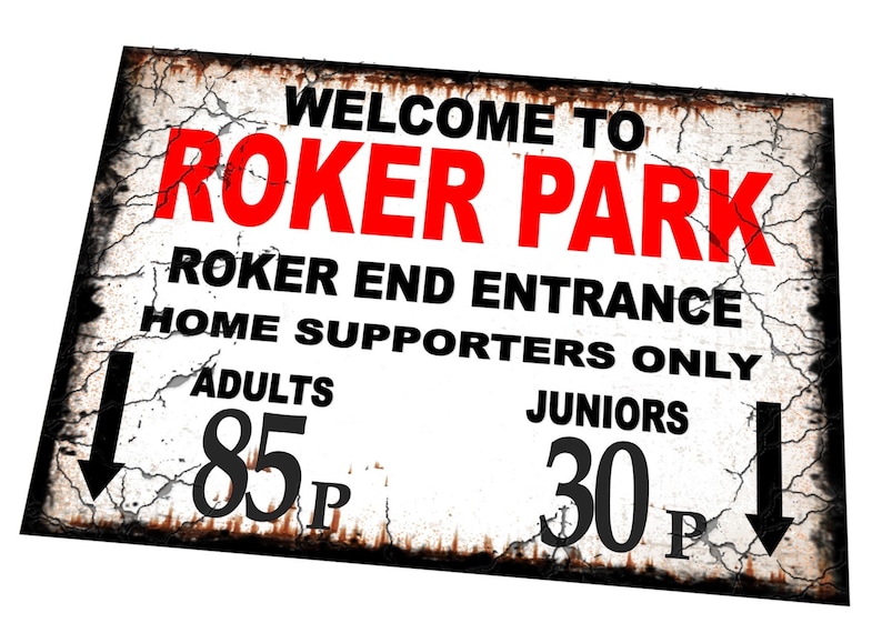 Roker Park Sunderland Football Turnstile Sign Reproduction Aged Effect ...