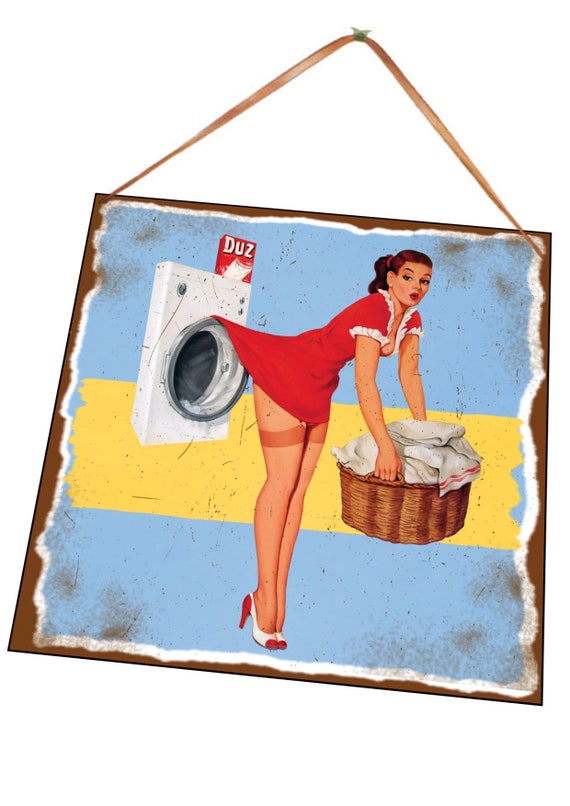 Chill - Targa Da Parete In Metallo Con Ragazza Pin-Up, Stampa Vintage, 15,2x20,3 Cm, Prodotta In UK