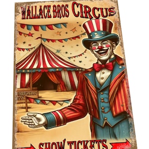 Cartel metálico de circo vintage, estilo retro vintage, para publicidad de circo, circo, carnaval.