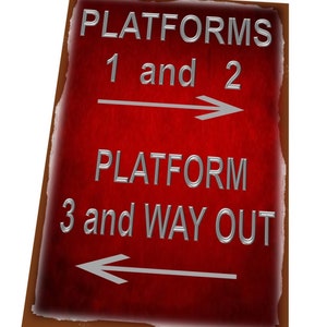 Vintage Railway Sign Platforms Way Out Railway Station Metal Sign