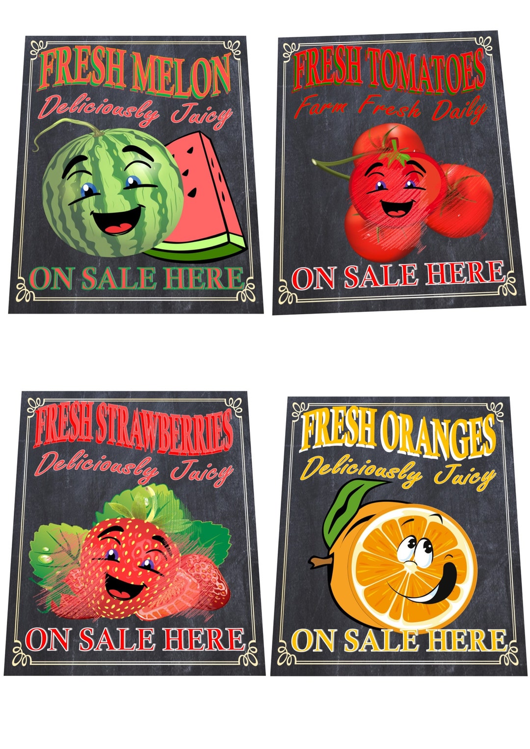 Fresh Fruit Sign Greengrocers Fruit Sign Chalkboard Style Strawberries ...