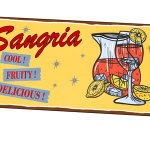Sangria Retro Style Sign Restaurant Sign Metal Vintage Style Retro Sangria Wine Bar Restaurant Sign