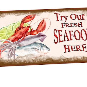 Seafood Retro Diner Style Sign Diner Sign Metal Vintage Style Retro Bistro Restaurant Sign