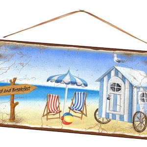 Bed en Breakfast bord Strandvakantie Bed en Breakfast bord Kusthotelbord 15 cm x 29 cm Retro bord