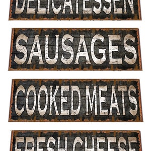 Retro Delicatessen Sign Vintage Deli Vintage Shop Sign Farm Cheese Sign Cooked Meats Sign