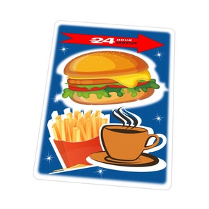 American Diner Retro 50s-60s Metal Sign Drive-in Diner Sign Hot Food, Snacks, Drinks Sign, Route 66 Diner Sign Reproduction Sign