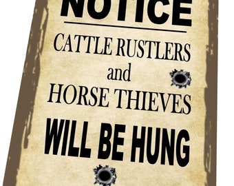 Cowboyskylt Cattle Rustlers-skylt Retroskylt Nyhet Rolig reproduktion Cowboy Town Saloon-skylt Finns i olika storlekar