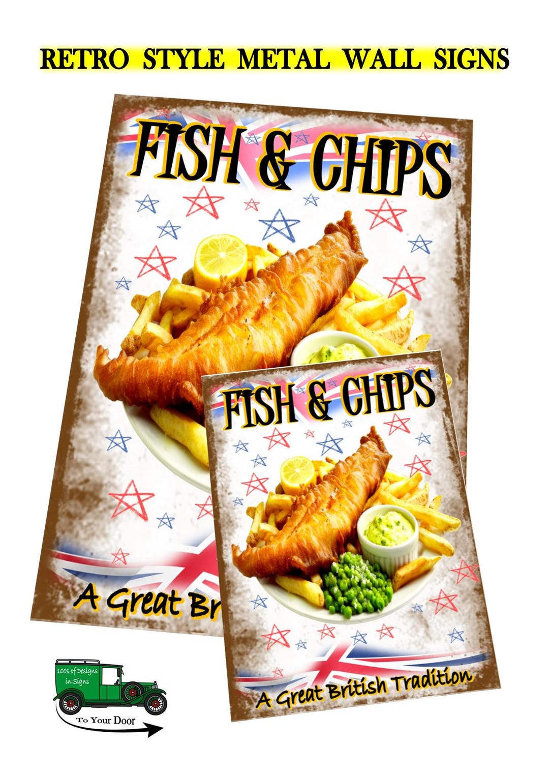 Chippy Shop Sign Vintage Style Fish and Chip Shop Restaurant Wall Art Sign Décor ...