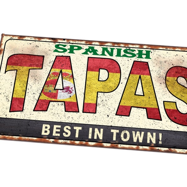 Spanish Tapas Retro Style Sign Restaurant Sign Metal Vintage Style Retro  Spanish Tapas Food  Sign