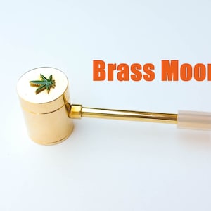 Brass Moon - Mirror Finished Chamber Pipe, Screenless, Airtight Lid for Smell-Proof, Removable Bottom for Easy Cleaning, Made in Hawaii