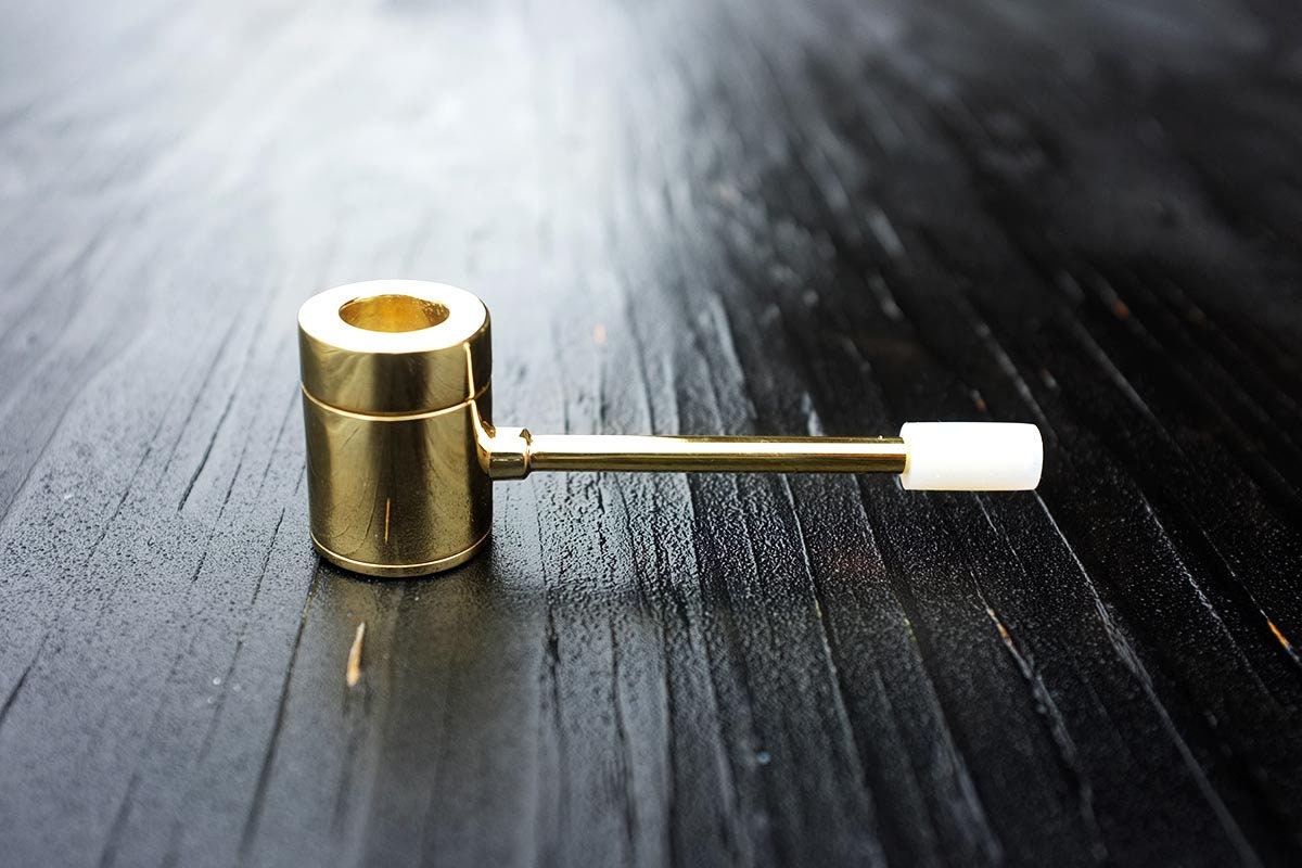 Brass Smoking Pipe With Stash Storage