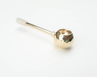 Aloha Punchbowl Disco Pipe Dimpled - Uniquely designed cleanable brass pipe with tar trap. Made in Hawaii, USA