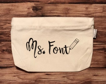 Personalized Teacher Canvas Zipper Pouch