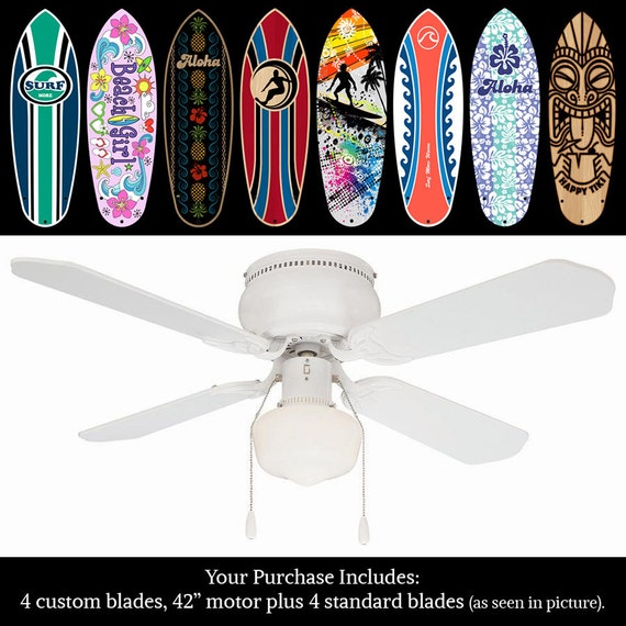 Beach Girl Surfboard Ceiling Fan Blades Motor