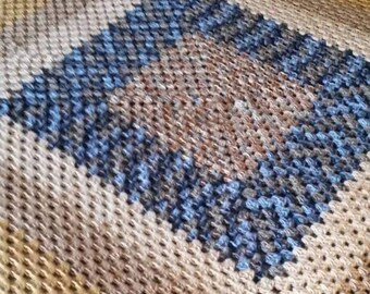Tan and Blue Afghan