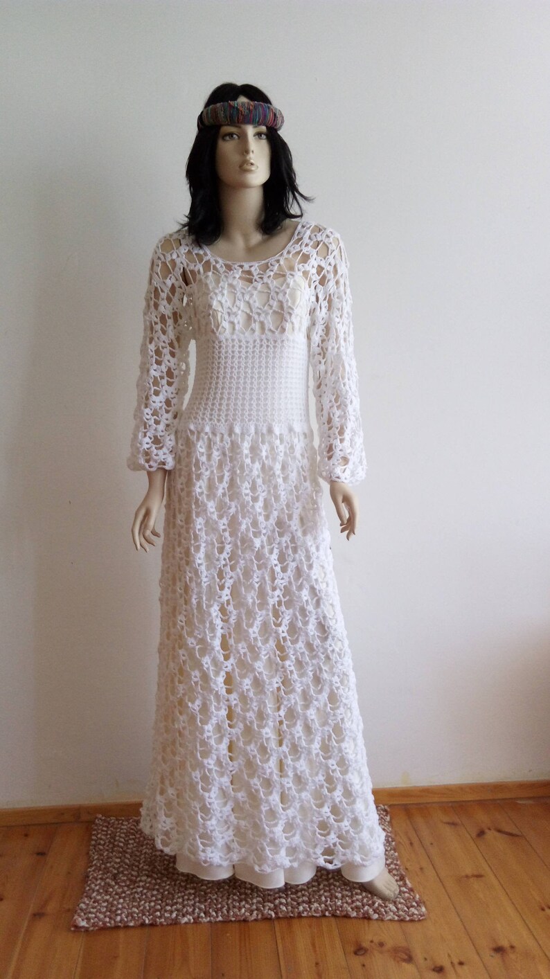 long sleeve crochet wedding dress