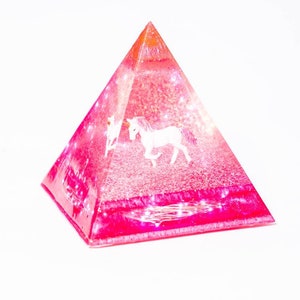 Pink Unicorn in Pyramid Lamp with Remote Control
