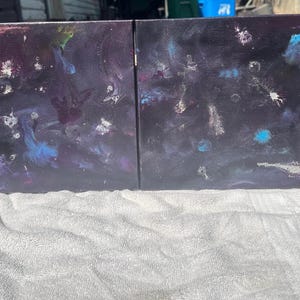 Abstract Galaxy Celestial Acrylic Ink Painting (2 piece set)