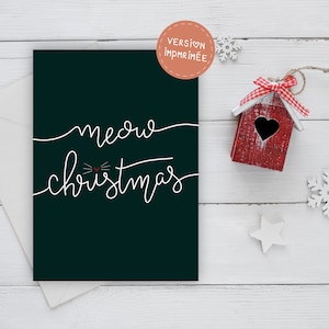 Biglietto d'auguri - Tipografia Meow Natale con busta, Biglietto di auguri con busta