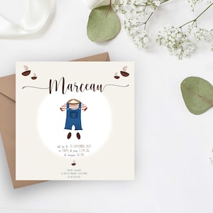 Birth announcement - to personalize - to download - to print - illustration - announcement birth - birth baby - Boy - 15x15