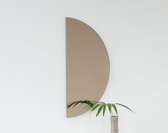 Luna™ Half-Moon Bronze Tinted Minimalist Frameless Mirror - Large, XL