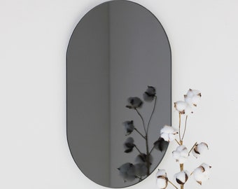 Capsula™ Black Smoked Tinted Capsule shaped Minimalist Frameless Mirror, XL