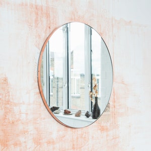 Orbis™ Round Minimalist Bespoke Mirror with Copper Frame Large, XL image 1