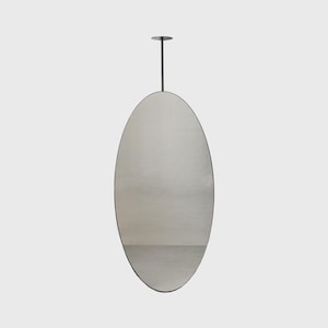 Ovalis™ Ceiling Suspended Hanging Contemporary Mirror with Matte Black Frame