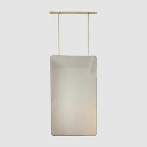 Quadris™ Modern Ceiling Hanging Suspended Rectangular Mirror with Brushed Brass Frame