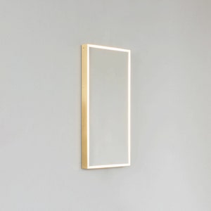 Quadris™ Front Illuminated Rectangular Modern Mirror with a Brass Frame - XL