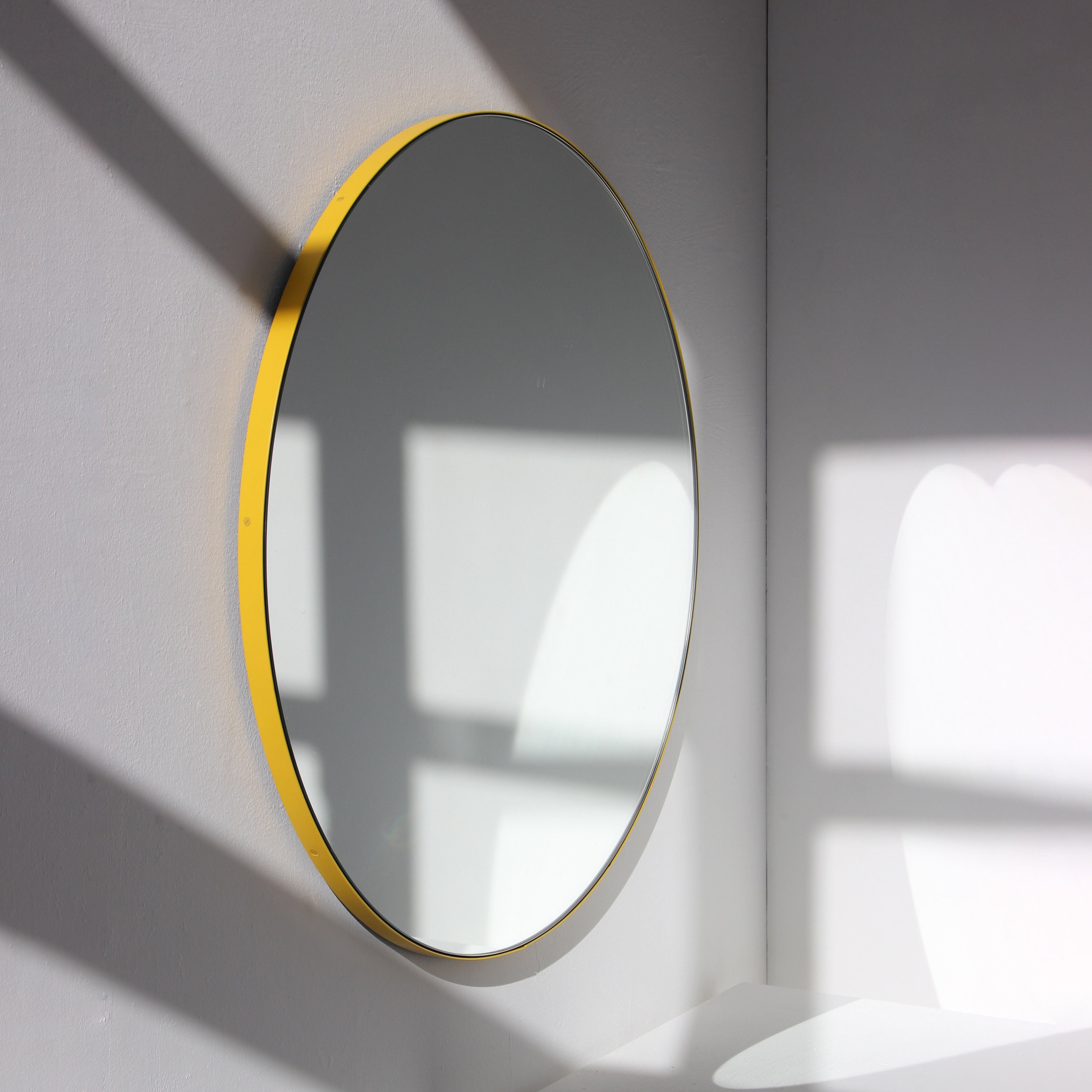 Orbis Round Frameless Bevelled Art Deco Mirror with Velvet Backing