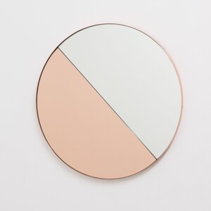 Orbis Dualis™ Rose Gold Tinted Round Mirror with Copper Frame - Large, XL