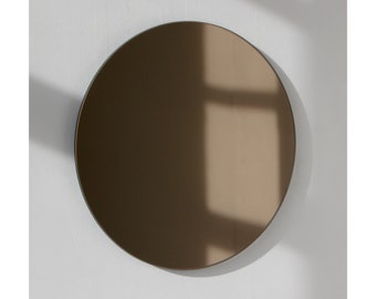 Orbis™ Bronze Tinted Round Contemporary Frameless Mirror, Customisable