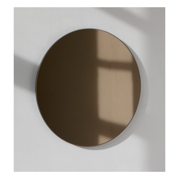 Orbis™ Bronze Tinted Round Contemporary Frameless Mirror, Customisable