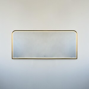 Oversized Illuminated Landscape Rectangular Mirror with Bronze Patina Frame