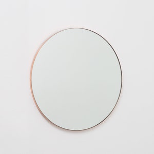 Orbis™ Round Minimalist Bespoke Mirror with Copper Frame Large, XL image 2