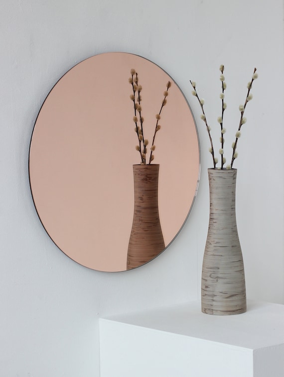 バラ彫刻の円形ミラー Rose on 21cm round mirror ブランド公式