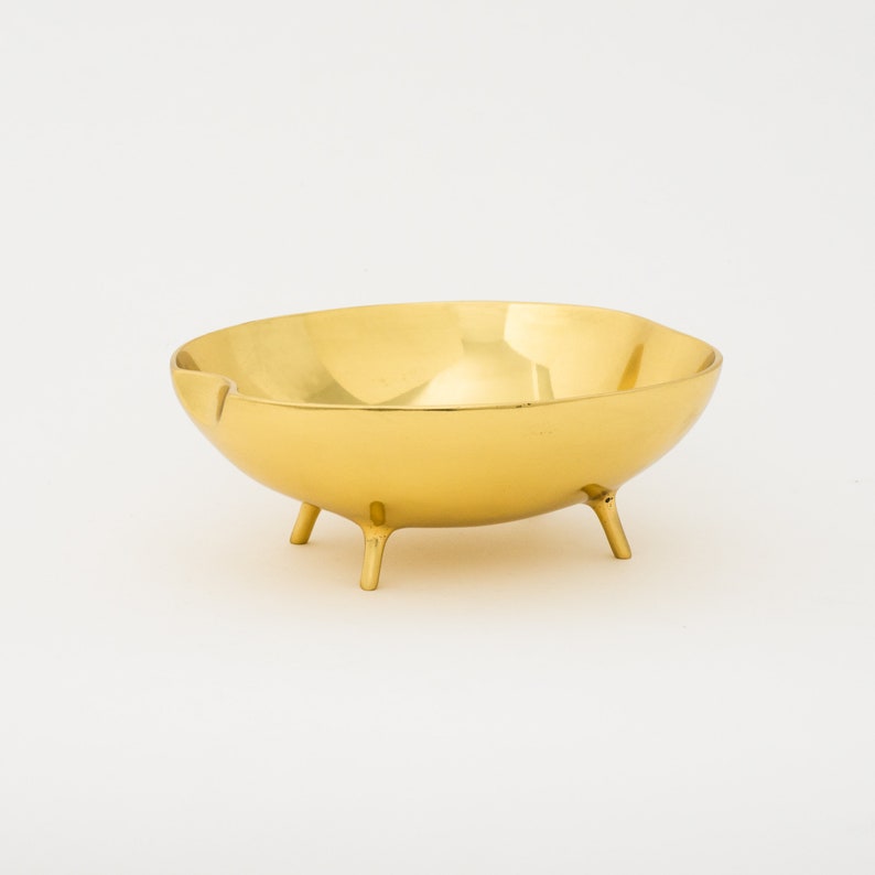 Polished Brass Bowl With Legs image 8