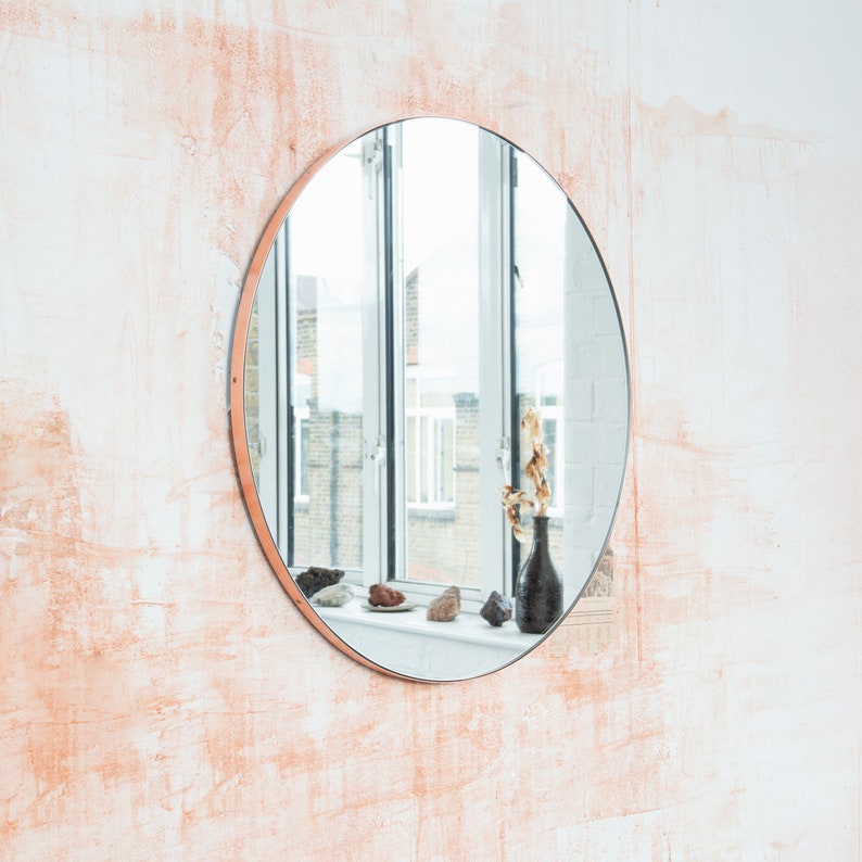 Orbis™ Round Minimalist Bespoke Mirror with Copper Frame Large, XL image 1