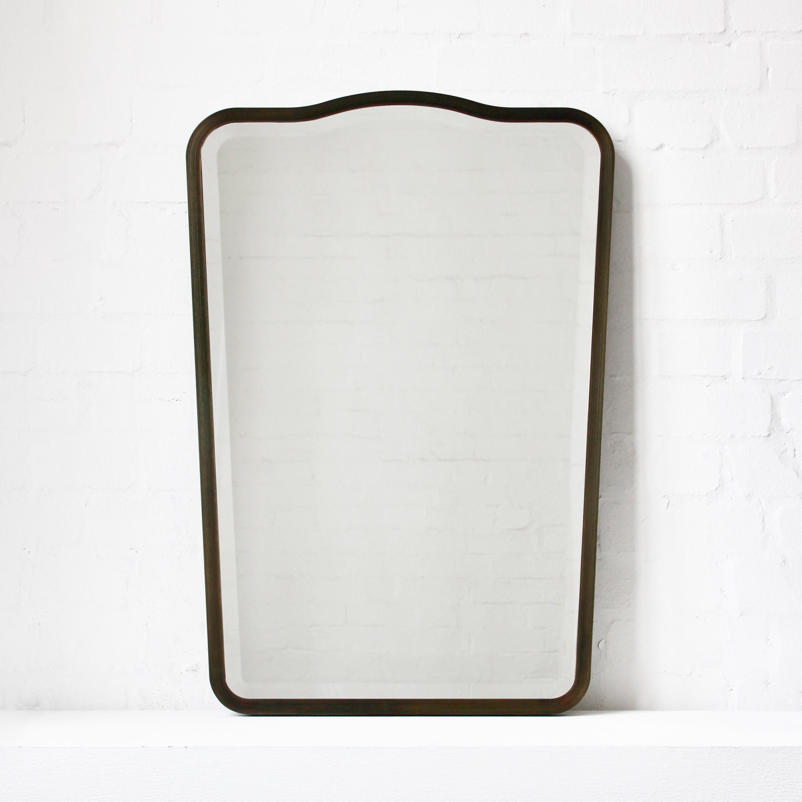 Art Deco Inspired Bevelled Mirror With Bronze Patina Frame - Vintage N.4