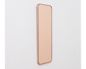 Quadris™ Rectangular Rose Gold Contemporary Mirror with Copper Frame