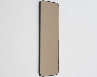 Quadris™ Rectangular Bronze Tinted Modern Mirror with a Bronze Patina Frame, XL