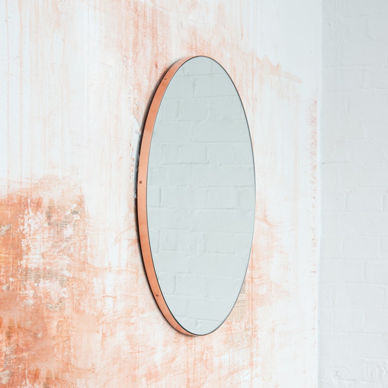 Orbis™ Round Minimalist Bespoke Mirror with Copper Frame Large, XL image 6