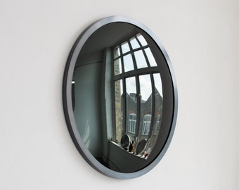 Orbis™ Contemporary Round Convex Black Tinted Mirror with Blackened Metal Frame