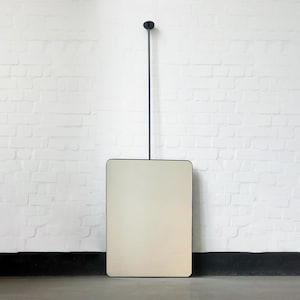 Quadris Ceiling Suspended Rectangular Mirror with Contemporary Matte Black Frame