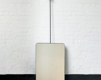 Quadris Ceiling Suspended Rectangular Mirror with Contemporary Matte Black Frame