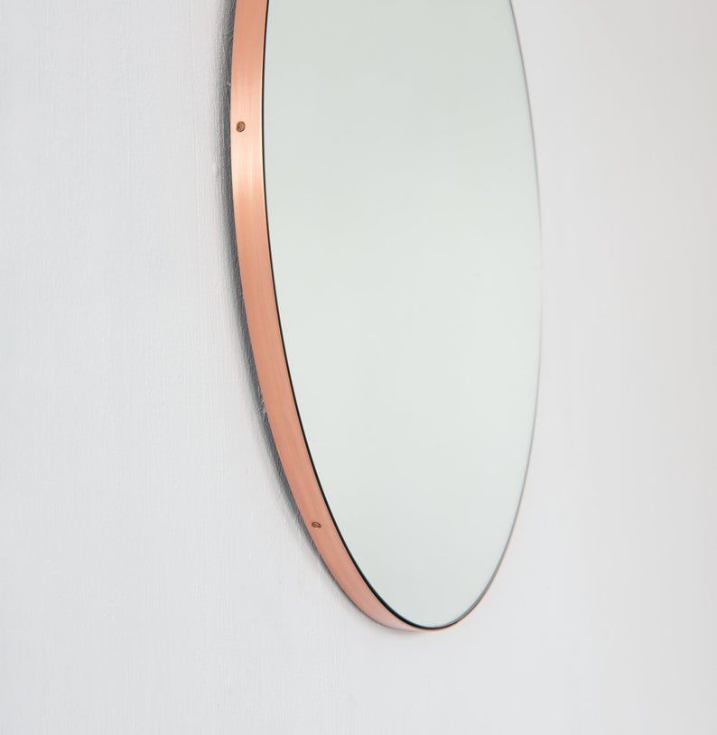 Orbis™ Round Minimalist Bespoke Mirror with Copper Frame Large, XL image 4