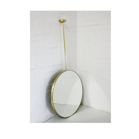 Orbis Round Double Sided Suspended Mirror With A Brushed Etsy