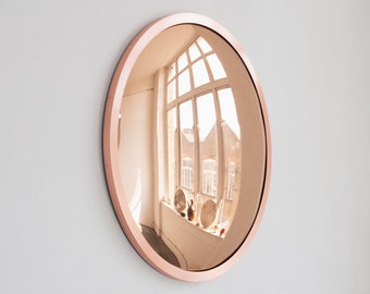 Orbis™ Round Convex Rose Gold Tinted Mirror with a Handcrafted Copper Frame