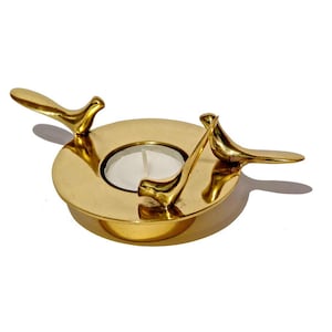 Brass tealight candle holder with 3 Birds